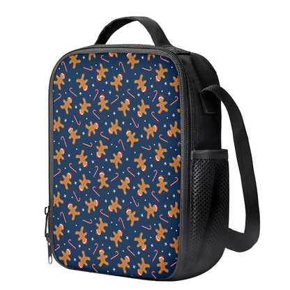Xmas Gingerbread Man Pattern Print Crossbody Lunch Bag