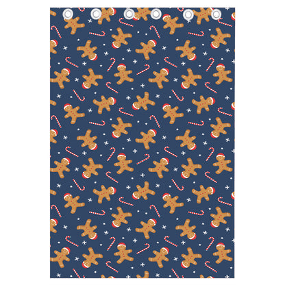 Xmas Gingerbread Man Pattern Print Curtain