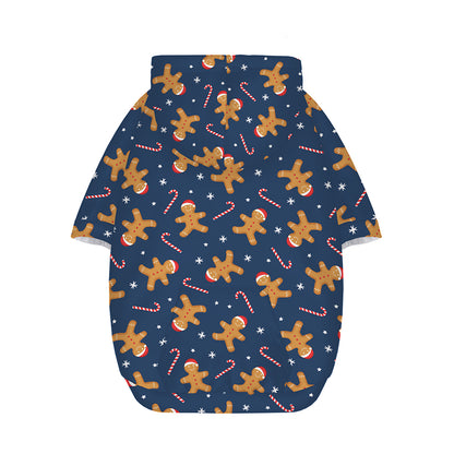 Xmas Gingerbread Man Pattern Print Dog Zip Up Hoodie