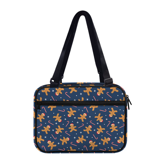 Xmas Gingerbread Man Pattern Print Double Strap Bible Bag
