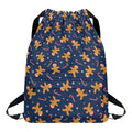 Xmas Gingerbread Man Pattern Print Drawstring Backpack