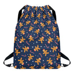 Xmas Gingerbread Man Pattern Print Drawstring Backpack