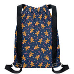 Xmas Gingerbread Man Pattern Print Drawstring Backpack