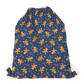 Xmas Gingerbread Man Pattern Print Drawstring Bag