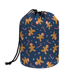 Xmas Gingerbread Man Pattern Print Drawstring Makeup Bag