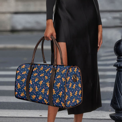 Xmas Gingerbread Man Pattern Print Duffle Bag