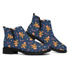 Xmas Gingerbread Man Pattern Print Flat Ankle Boots