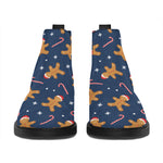 Xmas Gingerbread Man Pattern Print Flat Ankle Boots