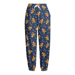 Xmas Gingerbread Man Pattern Print Fleece Lined Knit Pants