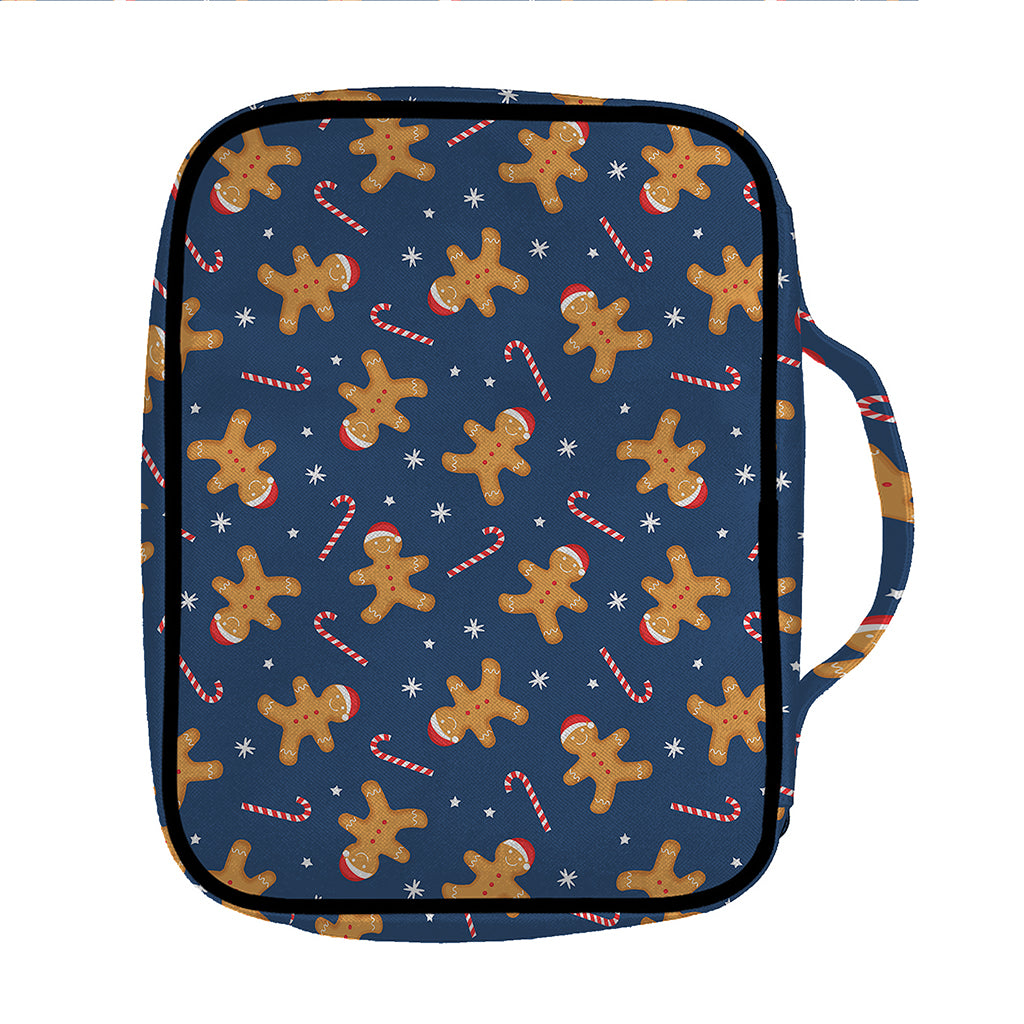 Xmas Gingerbread Man Pattern Print Front Pocket Bible Bag