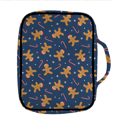 Xmas Gingerbread Man Pattern Print Front Pocket Bible Bag