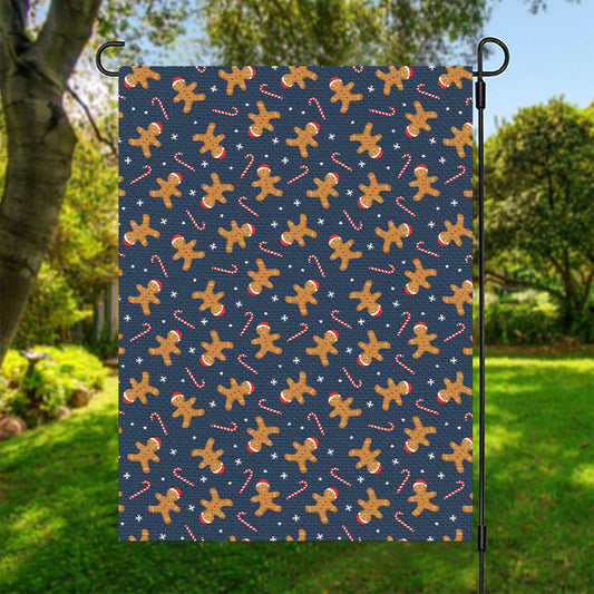 Xmas Gingerbread Man Pattern Print Garden Flag