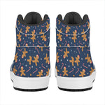 Xmas Gingerbread Man Pattern Print High Top Leather Sneakers