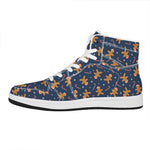 Xmas Gingerbread Man Pattern Print High Top Leather Sneakers