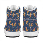 Xmas Gingerbread Man Pattern Print High Top Leather Sneakers