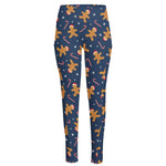 Xmas Gingerbread Man Pattern Print High-Waisted Pocket Leggings