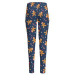 Xmas Gingerbread Man Pattern Print High-Waisted Pocket Leggings