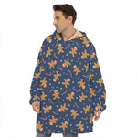 Xmas Gingerbread Man Pattern Print Hoodie Blanket