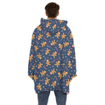 Xmas Gingerbread Man Pattern Print Hoodie Blanket