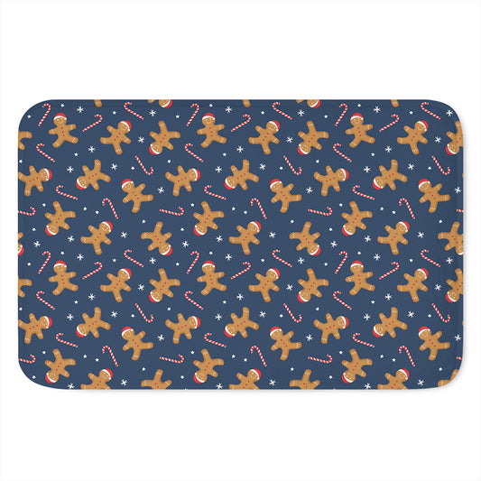 Xmas Gingerbread Man Pattern Print Indoor Door Mat