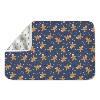 Xmas Gingerbread Man Pattern Print Indoor Door Mat