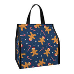 Xmas Gingerbread Man Pattern Print Insulated Lunch Tote