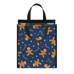 Xmas Gingerbread Man Pattern Print Insulated Lunch Tote
