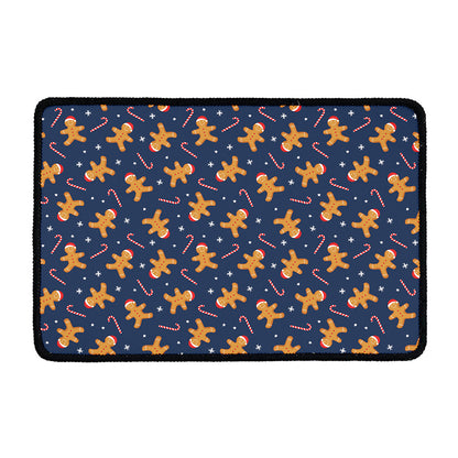 Xmas Gingerbread Man Pattern Print Kitchen Mat