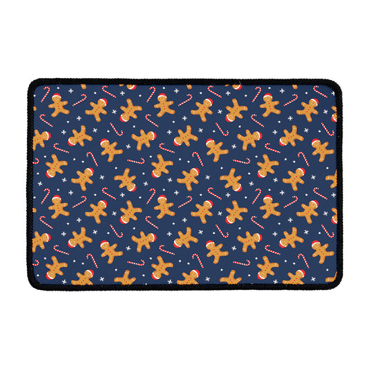 Xmas Gingerbread Man Pattern Print Kitchen Mat