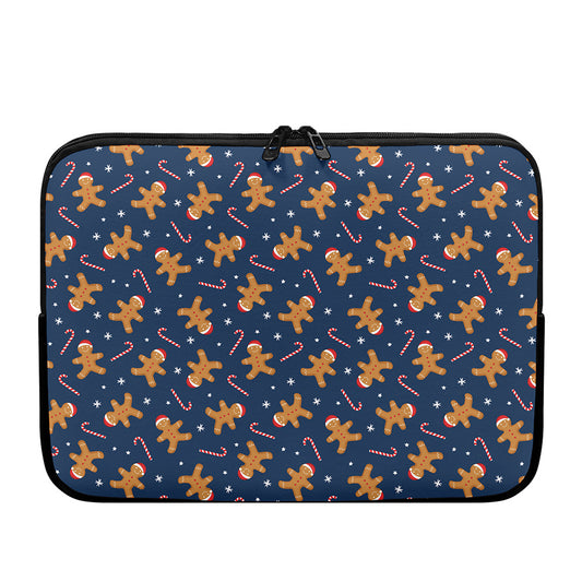 Xmas Gingerbread Man Pattern Print Laptop Sleeve