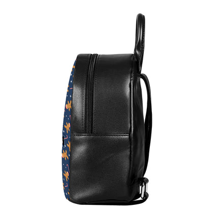 Xmas Gingerbread Man Pattern Print Leather Backpack