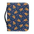 Xmas Gingerbread Man Pattern Print Leather Bible Cover