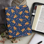 Xmas Gingerbread Man Pattern Print Leather Bible Cover
