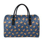 Xmas Gingerbread Man Pattern Print Leather Duffle Bag