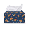Xmas Gingerbread Man Pattern Print Leather Tissue Box Cover
