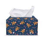 Xmas Gingerbread Man Pattern Print Leather Tissue Box Cover