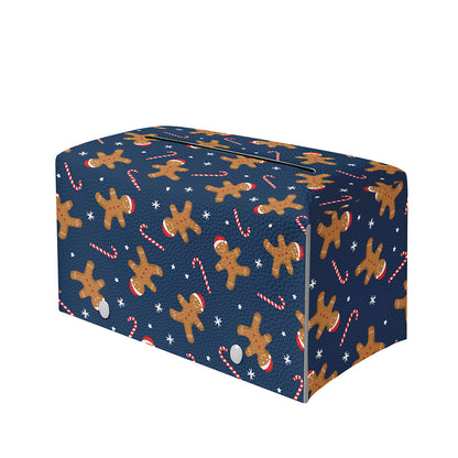 Xmas Gingerbread Man Pattern Print Leather Tissue Box Cover