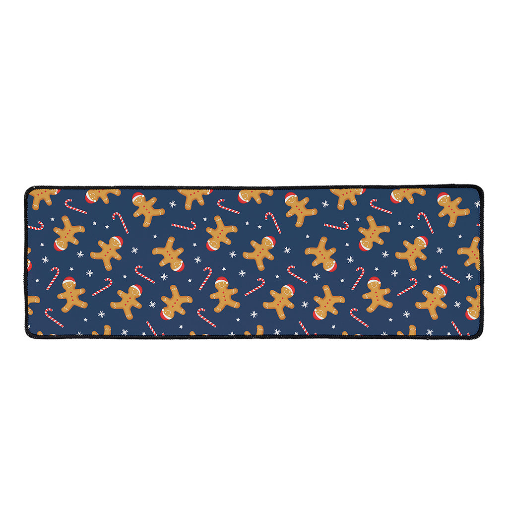 Xmas Gingerbread Man Pattern Print Long Kitchen Mat
