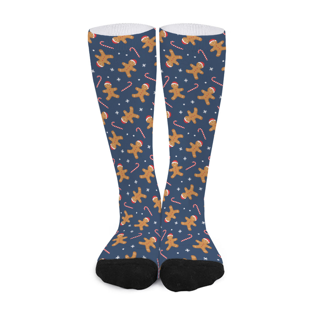 Xmas Gingerbread Man Pattern Print Long Socks