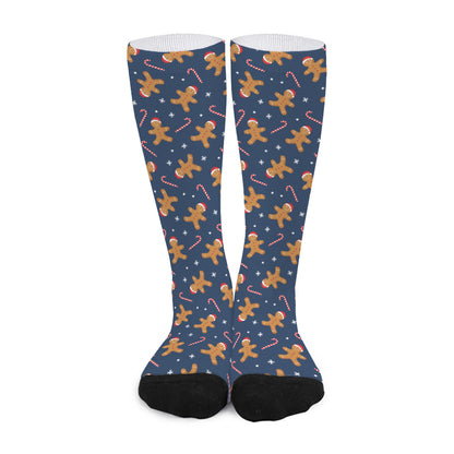 Xmas Gingerbread Man Pattern Print Long Socks