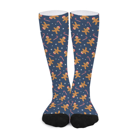 Xmas Gingerbread Man Pattern Print Long Socks