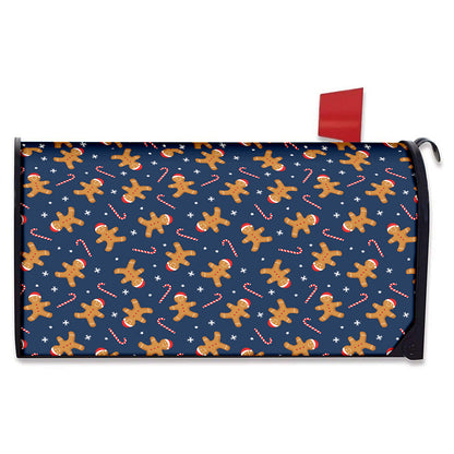 Xmas Gingerbread Man Pattern Print Mailbox Cover
