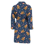 Xmas Gingerbread Man Pattern Print Men's Bathrobe