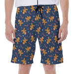 Xmas Gingerbread Man Pattern Print Men's Beach Shorts