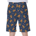 Xmas Gingerbread Man Pattern Print Men's Beach Shorts