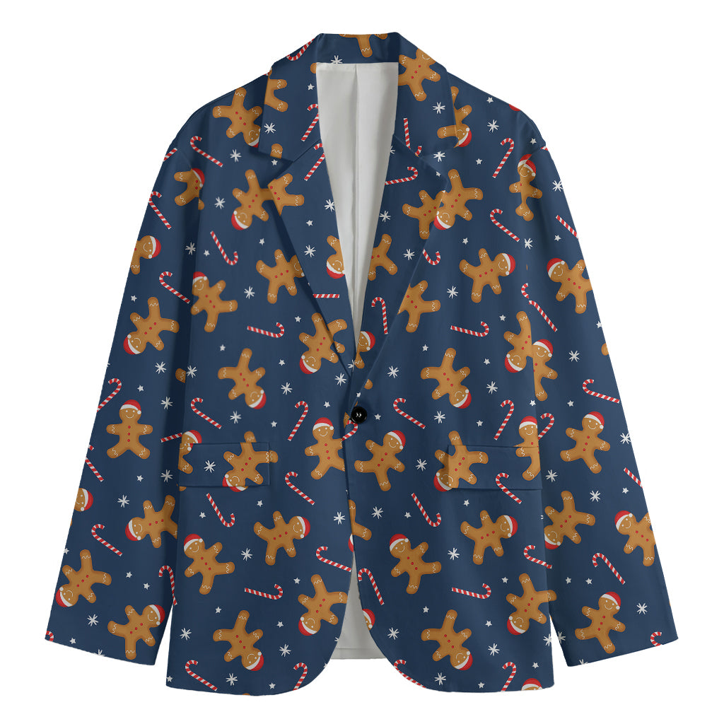 Xmas Gingerbread Man Pattern Print Men's Blazer