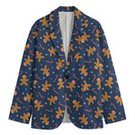 Xmas Gingerbread Man Pattern Print Men's Cotton Blazer