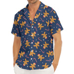 Xmas Gingerbread Man Pattern Print Men's Deep V-Neck Shirt