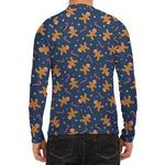Xmas Gingerbread Man Pattern Print Men's Long Sleeve Rash Guard
