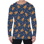 Xmas Gingerbread Man Pattern Print Men's Long Sleeve T-Shirt